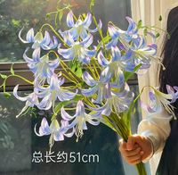 Bunga Mawar Biru Monet Buatan, Dekorasi Pernikahan Realistis, Dekorasi Ruang Tamu Lembut, Seni Floral, Grosir