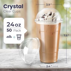 Gobelet en plastique transparent jetable de 700 ml, logo personnalisé, gobelets pour thé au lait Boba, gobelets pour thé à bulles avec couvercle - Product Image 2