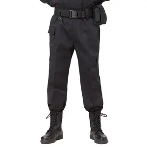 China Supplier Black Trousers 65% Polyester 35% Cotton Security Guard Pants TC Multi Pockets Men Cargo Pants