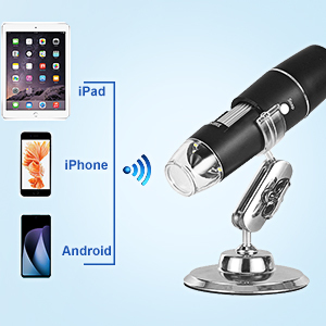 <span class=keywords><strong>Microscope</strong></span> <span class=keywords><strong>numérique</strong></span> sans fil 50X à 1000X de grossissement, caméra miniature portable Wi-Fi avec support, 8 lumières LED intégrées - Product Image 5