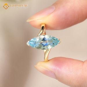 Goldleaf Custom 14K Gold Marquise Cut Lab Grown Sapphire Ring Prong Setting Classic Style for <b>Gift</b> Daily Anniversary - Product Image 3