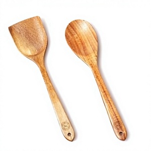 Juego de 2 Cucharas de Cocina de Madera Natural, Utensilios de Cocina Hechos a Mano para Remover, Mezclar, Servir y Cocinar a Diario - Product Image 2