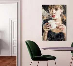 Femme colorée Giclée imprime Toile mur art décoration Figure Portrait Abstrait nature morte peinture à l'huile