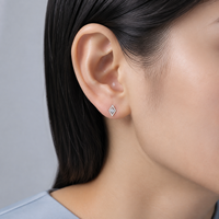 Boucles d'oreilles minimalistes en argent sterling 925 vermeil avec zircon en forme de diamant pour femmes, bijoux fins