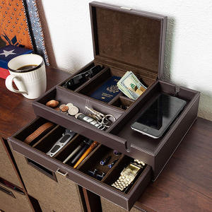 Plateau <span class=keywords><strong>de</strong></span> rangement <span class=keywords><strong>de</strong></span> luxe créatif en cuir pour homme, organisateur <span class=keywords><strong>de</strong></span> clés et montres, boîte à bijoux, plateau <span class=keywords><strong>de</strong></span> chevet - Product Image 5