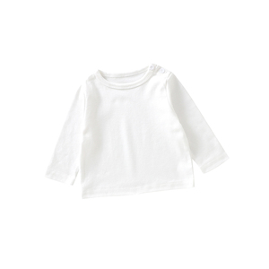 2023 primavera bambino felpa <span class=keywords><strong>top</strong></span> boutique manica lunga girocollo t-shirt bambino solido bianco abbigliamento per bambini per bambino - Product Image 1