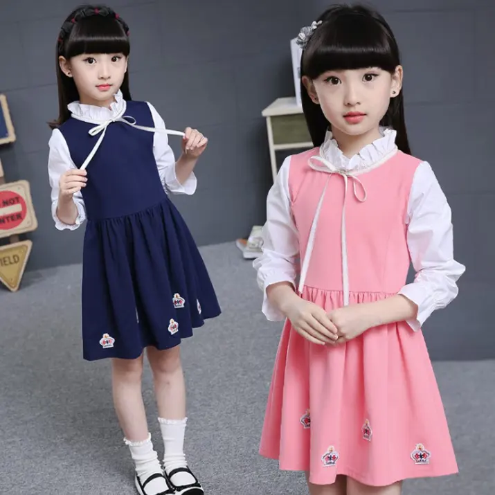 2021 디자인 패션 gilrs 드레스 긴 소매 한국어 봄/가을 어린이 캐주얼 드레스