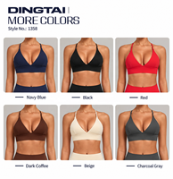 Soutien-gorge de sport Dingtai à double brossage, dos profond découpé en V, avec coussinets amovibles, bonnet complet, sans armatures, maintien moyen pour femme, cyclisme