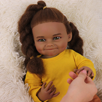 Poupée Bébé Noire de 22 pouces, Poupée Tactile pour Fille, Jouet en Silicone Souple, Poupée Reborn Cosplay Afro-Américaine, Poupées Reborn pour Tout-Petits