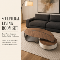 Nouvelle Table Basse Design Moderne 2025 Style Feuille en Bois et Acier avec Rangement pour Salon, Hôtel et Villa