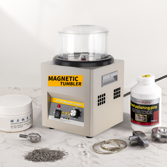 KT-280 Large Capacity 1.1kg Magnetic Jewelry Polisher Intricate Detail Tumbler Polishing Machine with Motor Core Component