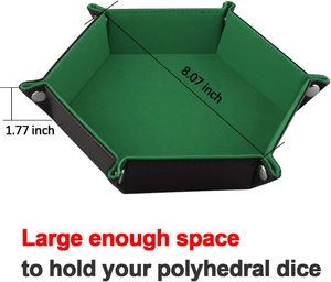 Boîte à dés hexagonale portable en cuir PU double couche, pliable, pour jeux de table D&D - Product Image 5