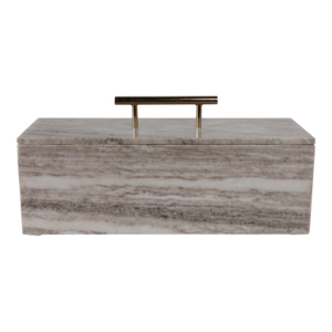 Scatola portaoggetti rettangolare in marmo con maniglia in metallo per decorazioni per la casa, portaoggetti per gioielli e ricordi - Product Image 1