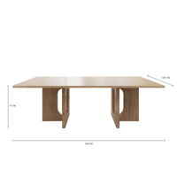Table à manger en marbre travertin Dream Home, plateau rectangulaire, base en dalle à découpe ovale, pierre naturelle cavée, mobilier de salle à manger