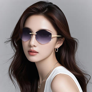 Gafas de Sol Dusha para Mujer, Forma de Diamante, Degradado, Sin Marco, Metal, Protección UV400, para Viajes, Conducir, Moda - Product Image 2