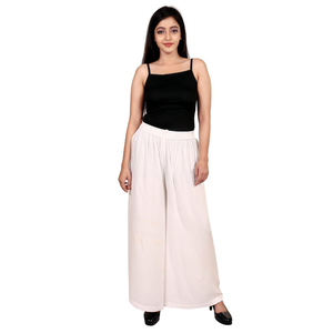 Ready to Sale <b>White</b> Solid Rayon Palazzo Free Size Flared Palazzo for Casual Ethnic Daily Wear For Women - Product Image 1