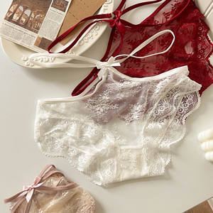 New <b>Romantic</b> Lace Sexy G-String Panties for Women Breathable Comfortable Low-Waist Briefs Nylon Material Plain Dyed - Product Image 3