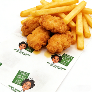 Pallet en papier alimentaire jetable anti-graisse pour burgers et frites, personnalisable avec logo imprimé, doublure pour gâteaux et pains 30g pour restaurants - Product Image 3