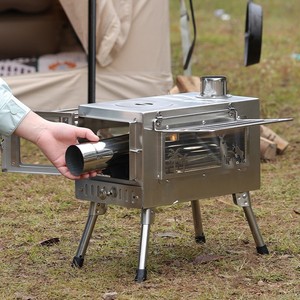 Estufa de Leña Plegable Portátil Yancan, Estufa de Calefacción para Acampar al Aire Libre de Acero Inoxidable, para 3-5 Personas, Funcionamiento Manual - Product Image 5