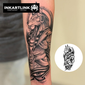 INKARTLINK Adesivo Tatuaggio Anubis, Dio Egizio Guardiano, Occhio di Horus, Mitologia del Faraone, Estetica Erboristica, Durata 15 Giorni, Confezione Convenienza - Product Image 2