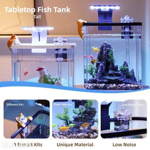 Kit per Acquario da 0,7 Galloni - Kit per Acquario in Plastica Trasparente per Pesci Beta, Gamberetti, Pesci Rossi, Piccolo Acquario con Filtro e Illuminazione - Product Image 1