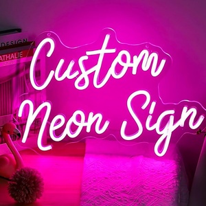 Décoration murale en acrylique LED avec logo personnalisé, enseignes au néon, lettres LED, mots au néon, Joyeux anniversaire pour <span class=keywords><strong>la</strong></span> chambre, le bar, l'hôtel, le studio - Product Image 1