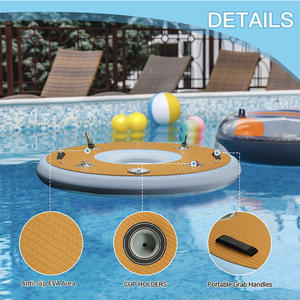En Stock forma redonda 8 personas isla inflable flotante conexión Silla de salón malla desmontable flotador de piscina inflable - Product Image 3