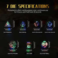 Ensemble de dés polyédriques lumineux personnalisés, 7 pièces, accessoire de jeu de rôle D&D, motif personnalisé pris en charge, choix de cadeau haut de gamme