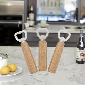 Customized Stainless Metal Beer Bottle Opener with Wooden Handle Solid Wood and Trademark Logo Print Gift - Product Image 2