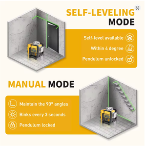 Alat Pengukur Level Laser 3D 12 Garis 360 Derajat Vertikal Baterai Lithium 12V Lampu Hijau Horizontal untuk Luar Ruangan - Product Image 5