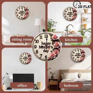 Round Wooden <b>Wall</b> <b>Clock</b> 25x25Cm <b>Silent</b> Natural Wood Panel Home Bedroom Study Decor - Product Image 3