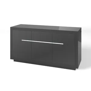 2024 Neues Design Wohnzimmer möbel Grau 3-türiger Hochglanz schrank Side board Wohn zimmer Mit LED-Beleuchtung