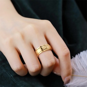 Đơn Giản Đẹp Trai Titan Thép Xoay Vòng Phổ Biến Đám Cưới Sinh Nhật Món Quà Kỳ Nghỉ Đồ Trang Sức Cho Các Cặp Vợ Chồng Chính Thép Không Gỉ - Product Image 2