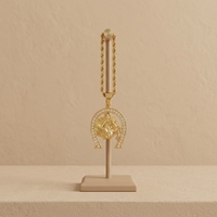 Pendentif fer à cheval en acier inoxydable 316L, porte-bonheur avec zircon pavé, collier chaîne torsadée plaqué or 18K PVD