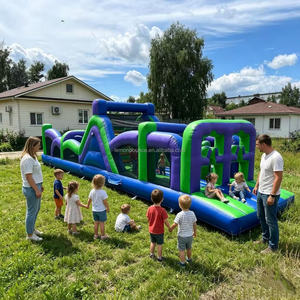 Grand parcours d'obstacles gonflable avec toboggan, château gonflable, jeu interactif extérieur, course d'obstacles gonflable pour enfants et adultes - Product Image 2