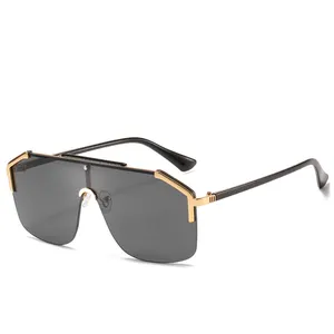 一件超大方形太阳镜女士时尚品牌半框太阳镜男士复古反光眼镜阴影UV400