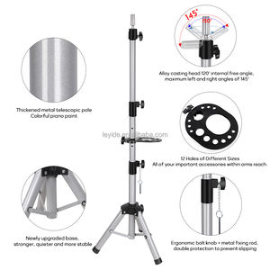 AliLeader Spark Bling Argent Perruque de coiffure réglable Mannequin tête en toile Trépied en métal avec plateau multifonctionnel - Product Image 3