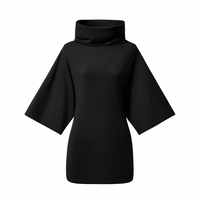 Robe mini moulante Y2K pour femme, col roulé effet bouffant, manches mi-longues évasées, coupe ajustée, style streetwear, soirée, club