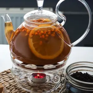 CnGlass 22oz. Pot teh grosir, Pot teh jus air borosilikat kaca longgar, pembuat teh daun dengan saringan untuk teh bunga