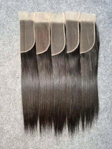 Extensions de cheveux humains vierges vietnamiens Remy lisses Thanh an T127 2x4 en gros, double trame machine, fermeture en dentelle transparente - Product Image 3