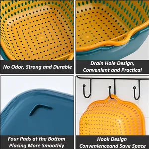 Juego de 6 Cestas Plegables de Plástico para Lavar Verduras y Frutas en el Fregadero de la Cocina, con Escurridor y Almacenamiento de Alimentos - Product Image 3