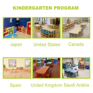 Wood Natural Toddler Daycare Stackable Plastic Child School Preschool Nursery Kindergarten Wooden Chair And Table Set For Kid