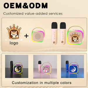 Factory Custom Portable Mini Party Machine RGB Light BT Singing <b>Wireless</b> Speaker with <b>Microphone</b> - Product Image 2
