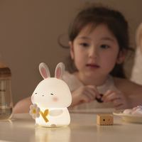 Lampe de nuit LED en silicone en forme de lapin, commande tactile, rechargeable par USB, lampe de nuit pour enfants, lampe de chevet pour chambre d'enfant