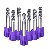 Fraise à queue sphérique CNC haute efficacité avec revêtement AlCrSiN, hélice à 30 degrés, 2/3/4 dents, en carbure, dureté 92HRA