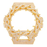 Boîtier de montre en laiton avec couronne à épines et lunette sertie de moissanite pour la modification et le remplacement de la montre DW6900