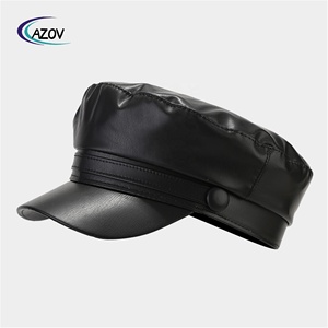 قبعة كحلي جلدية عالية الجودة ، قبعة مثمنة من الأعلى مسطحة ، قبعة رسام فنية عتيقة ، قبعة بسيطة للصبيان - Product Image 6