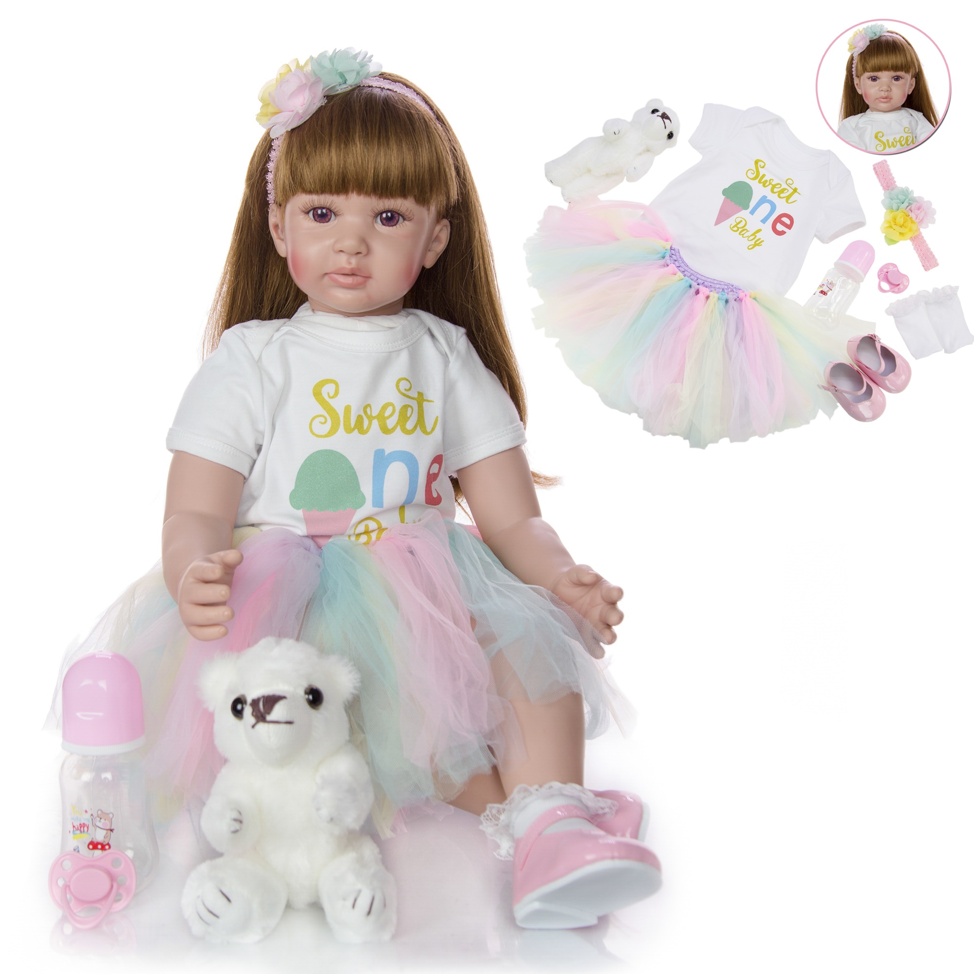 ZIYIUI Poupée Reborn, 24 Pouces, 60 Cm, pour Bebe, Souple en