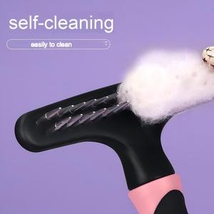 Brosse de toilettage pour chien en silicone et acier inoxydable, écologique, à prix abordable, pour démêlage et auto-nettoyage, avec fonction de massage - Product Image 4
