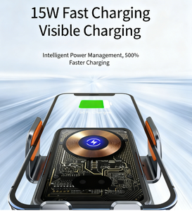 Chargeur de voiture sans fil à charge rapide 15W, <span class=keywords><strong>support</strong></span> de <span class=keywords><strong>téléphone</strong></span> de voiture intelligent à capteur infrarouge, ABS, PC, <span class=keywords><strong>support</strong></span> de voiture pour grille d'aération, <span class=keywords><strong>Mercedes</strong></span> Benz - Product Image 2